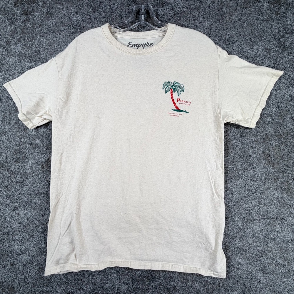 Empyre Graphic T-Shirt Mens M White Crewneck Paradise Beach Club Casual Pullover